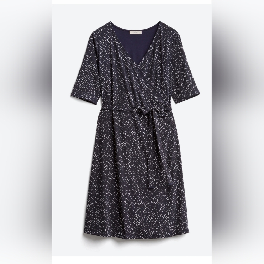 Navy/white Gilli Faux wrap Dress